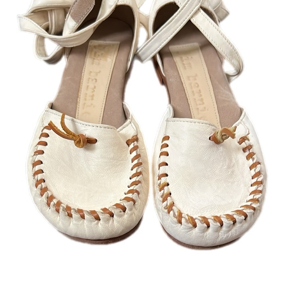 Jim Barnier Tie Moccasin Flat 36 Leather New Sandal Shoe - Picture 6 of 9